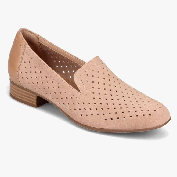 Clarks Juliet Hayes Leather Slip On Cut Out Suede Loafers Size 8.5 - Picture 6 of 8